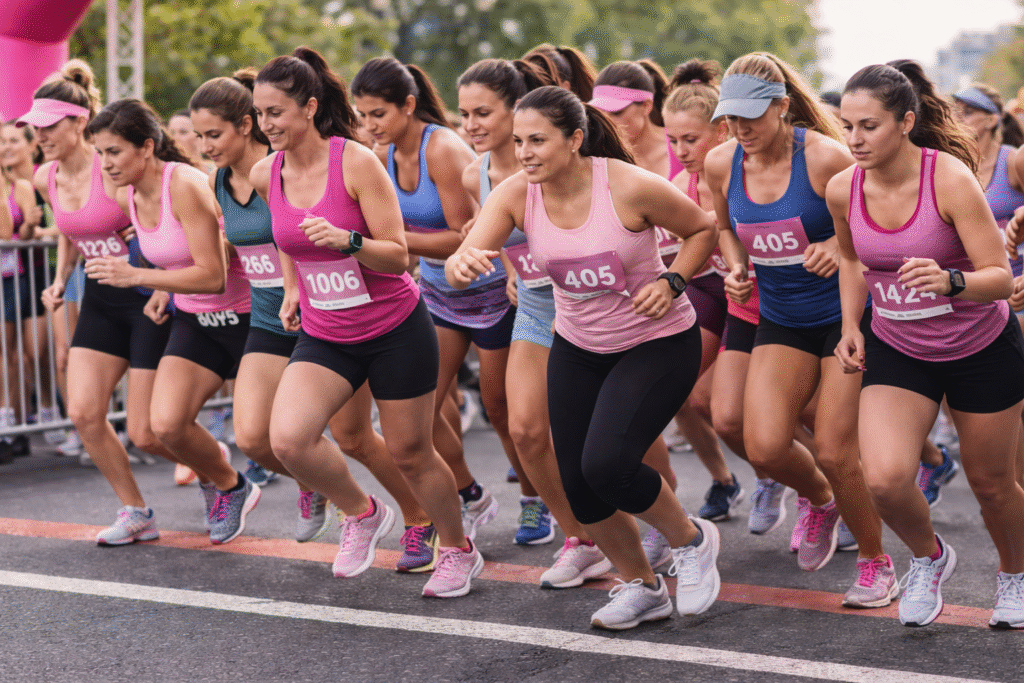 mulheres na largada de corrida de rua evento feminino de corrida