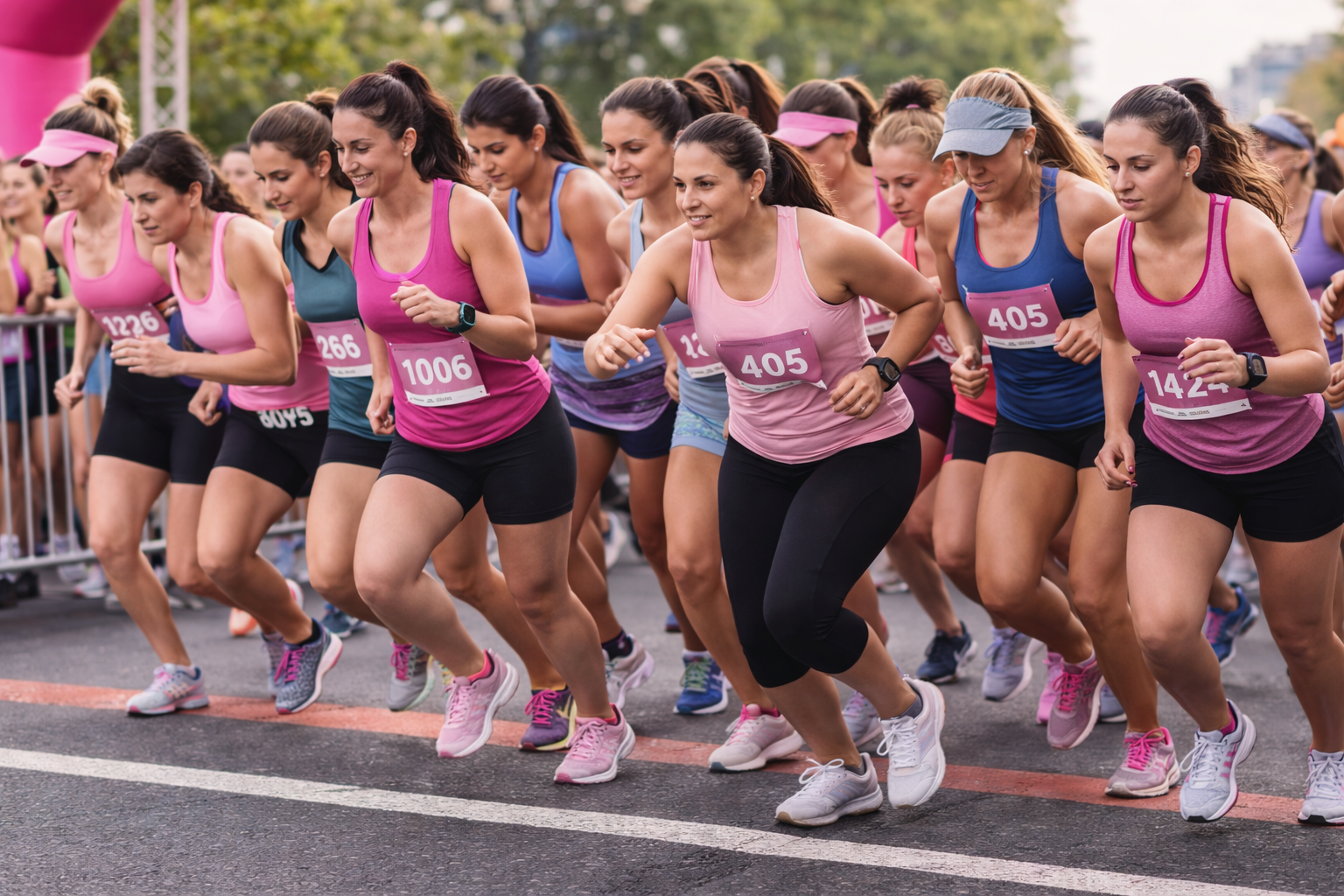 mulheres na largada de corrida de rua evento feminino de corrida
