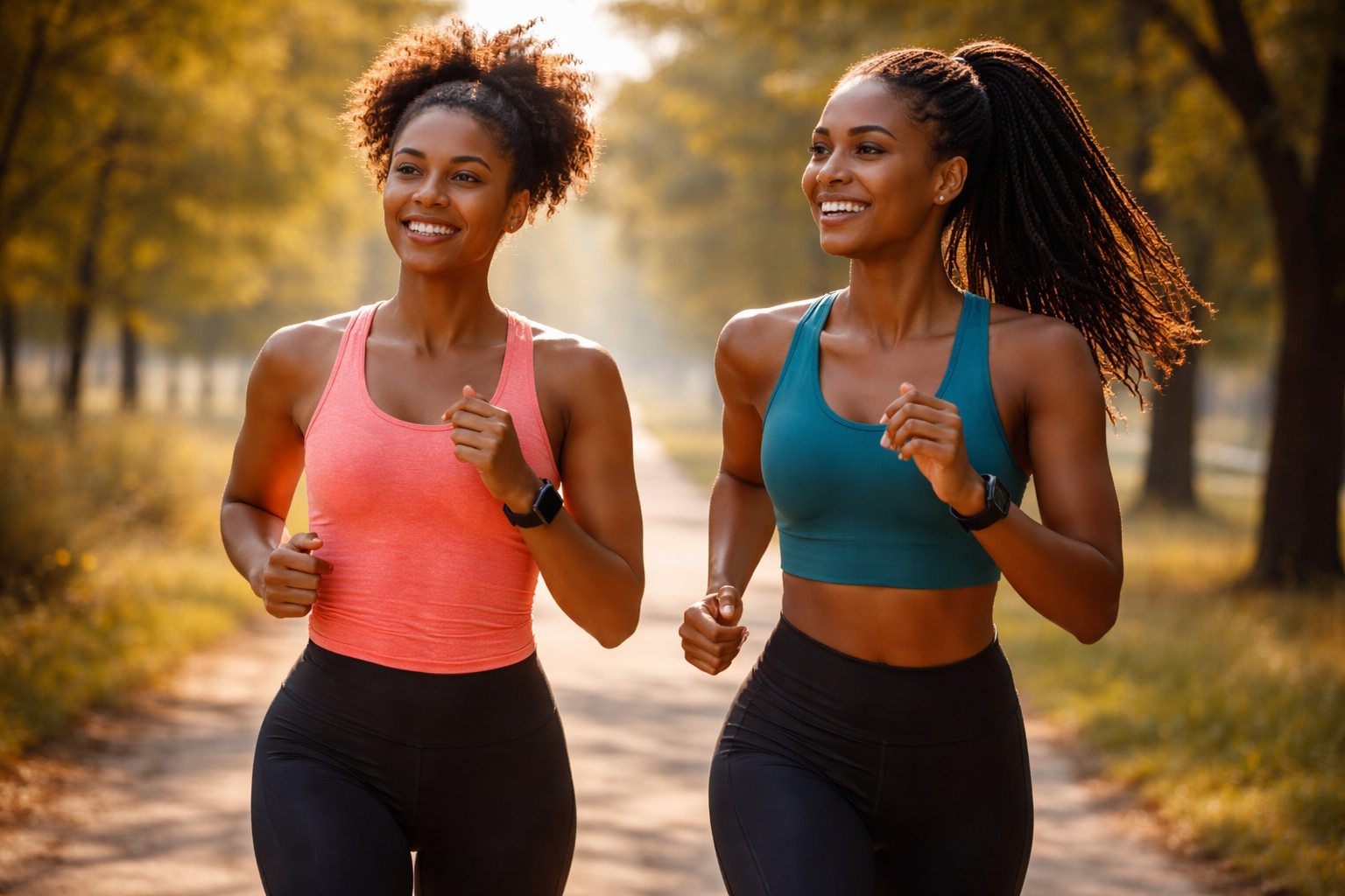 duas mulheres negras correndo treino para corrida de 5km