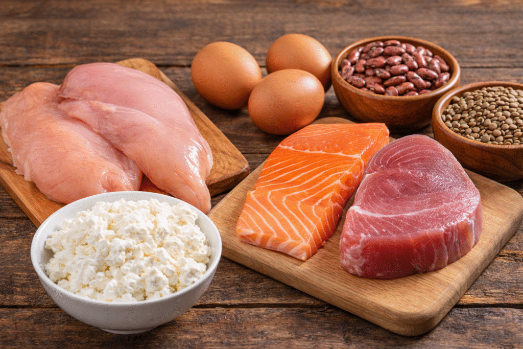 alimentos ricos em proteina peito de frango ovos salmao atum queijo cottage feijao e lentilha