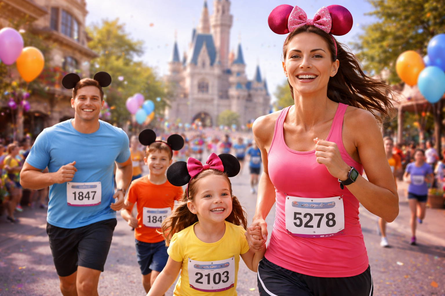familia correndo em evento de corrida divertido em parque tematico corrida em familia brasil