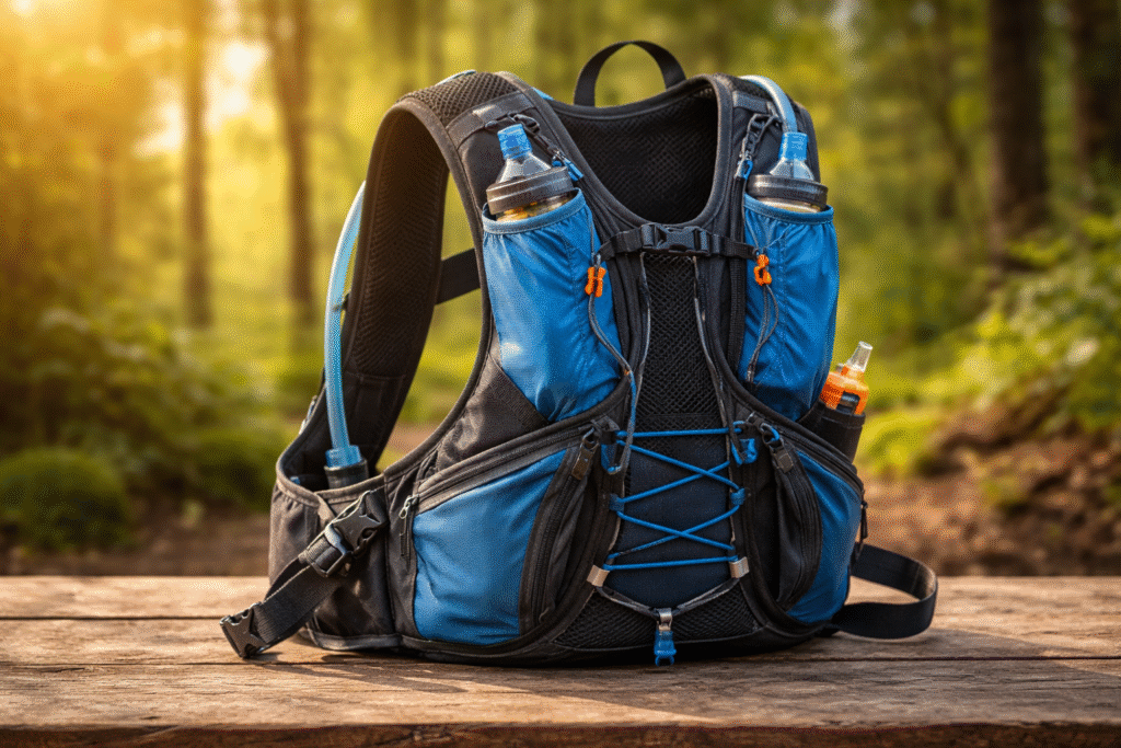mochila de hidratacao para corrida de trilha com reservatorio de agua trail running